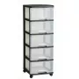 Unidade de gavetas de arrumação Curver 0806770146 – 5 gavetas, 20 L cada, preto/transparente, 37×39×100 cm