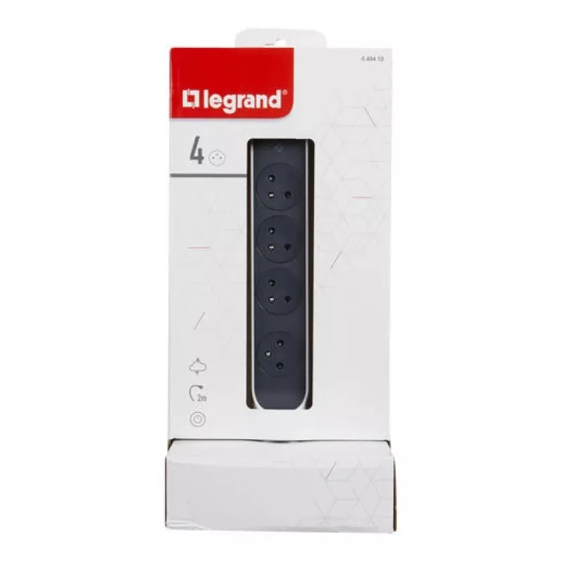 Extensão elétrica Legrand 049410 2 m 4 tomada(s) AC interior cinzento, branco