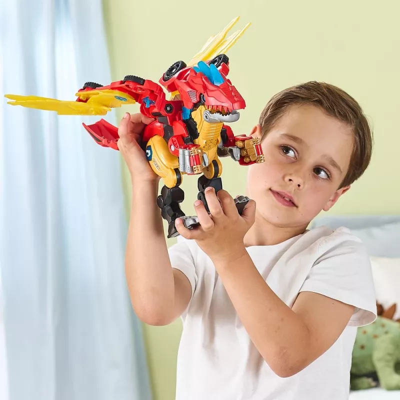 Figura de brincar VTech Switch & Go Combo Mega Dragon — conjunto de brincar transformável veículo-dragão