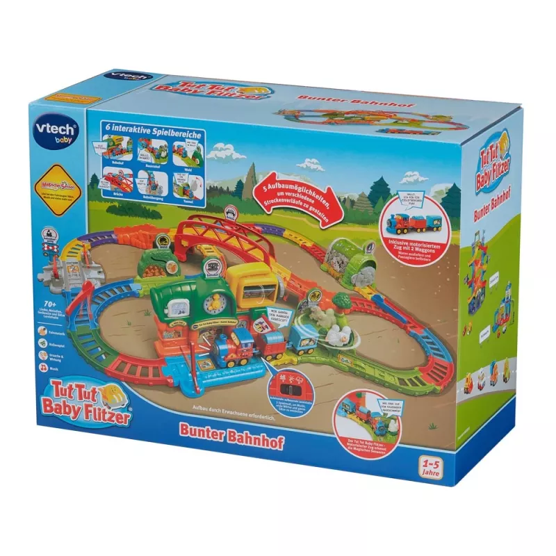 Conjunto de brincar VTech Tut Tut Baby Speedster - Bunte Station, sons e música interativos