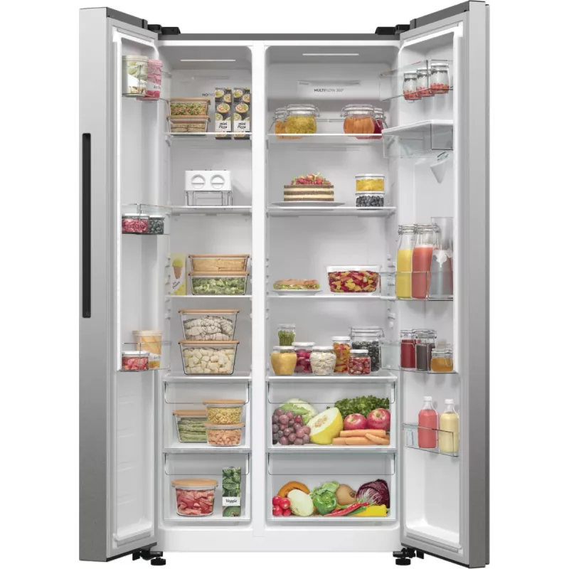 Gorenje Side by side NRR9185DAXLWD BK065B, instalação livre, porta americana, cinzento, LED, na porta, R600a