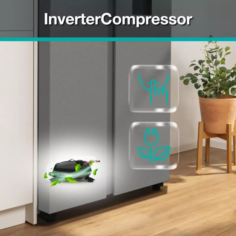 Gorenje Side by side NRR9185DAXLWD BK065B, instalação livre, porta americana, cinzento, LED, na porta, R600a