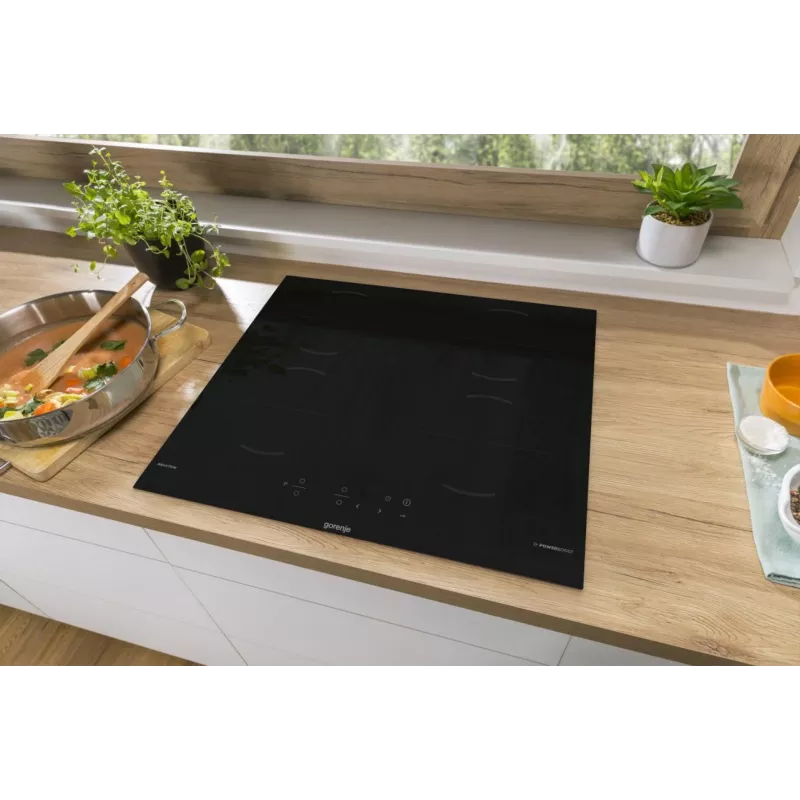 Placa de indução Gorenje GI6401BCE RAL9017, preto, encastrar, 59,5 cm, placa de indução, vitrocerâmica, 4 zona(s)