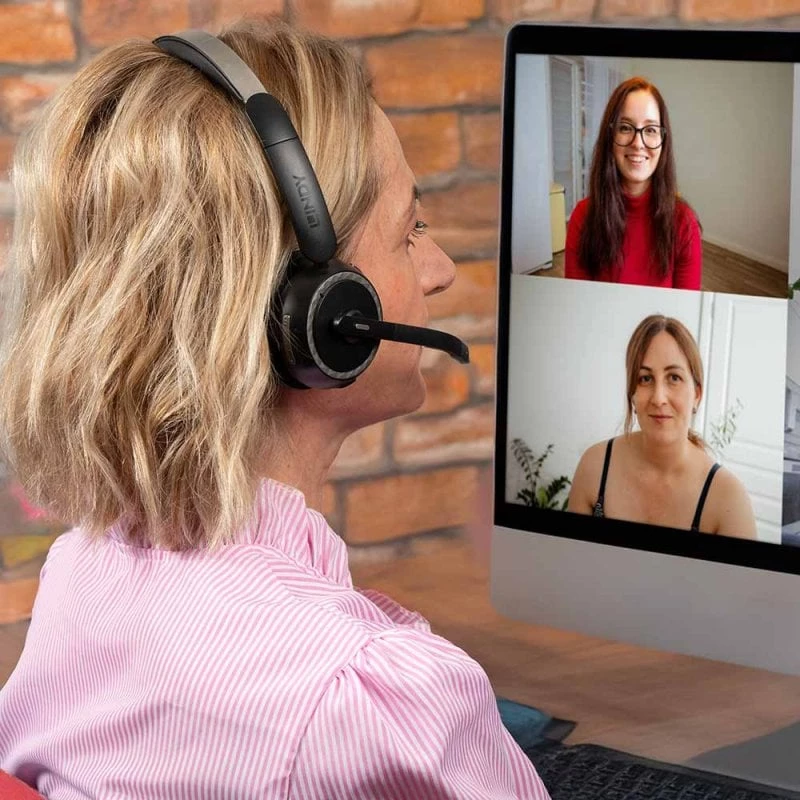 Lindy L118 headset sem fios com cancelamento de ruído e estação de carregamento