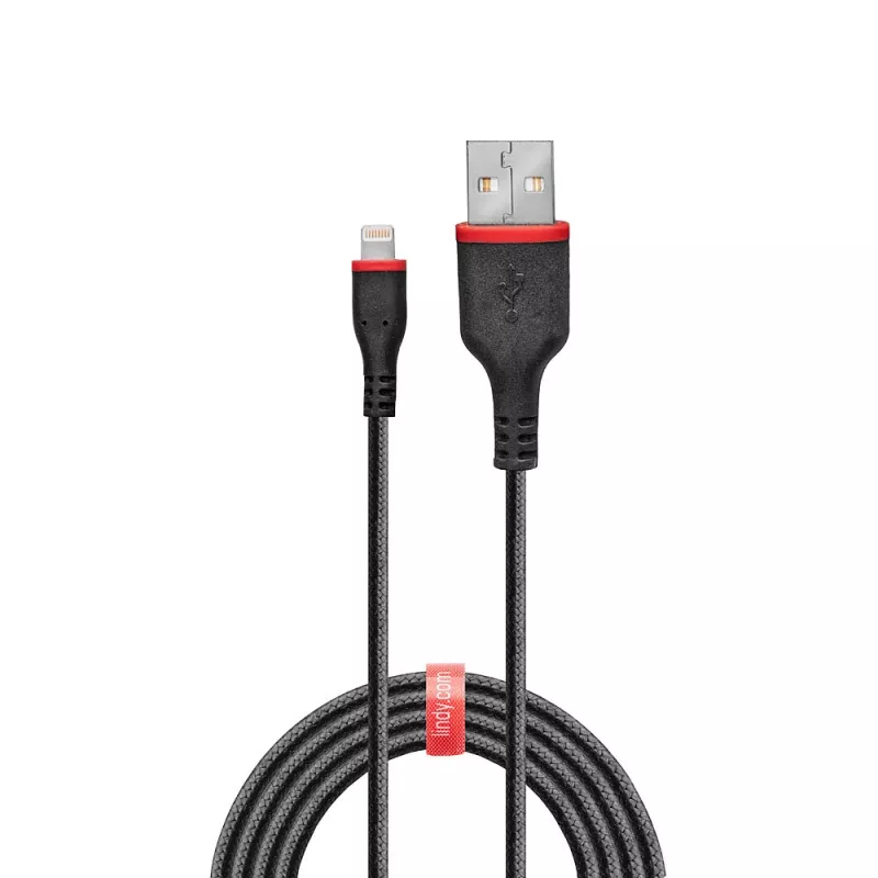 Lindy cabo USB Type-A para Lightning reforçado 1 m, 1 m, Lightning, USB A, macho, macho, preto