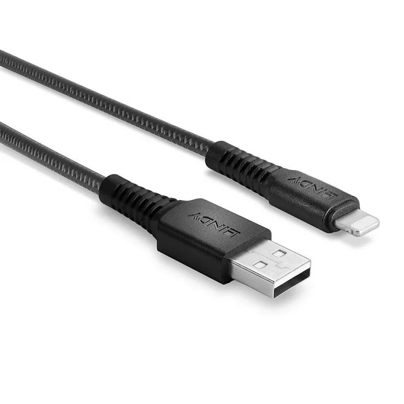 Lindy cabo de carregamento e sincronização USB Type-A para Lightning reforçado 3 m