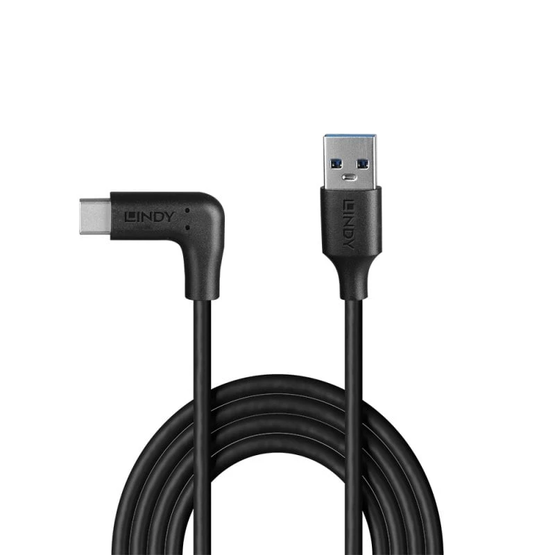 Lindy cabo USB 3.2 Type-A para C 1,5 m, angular 90°, 10 Gbit/s