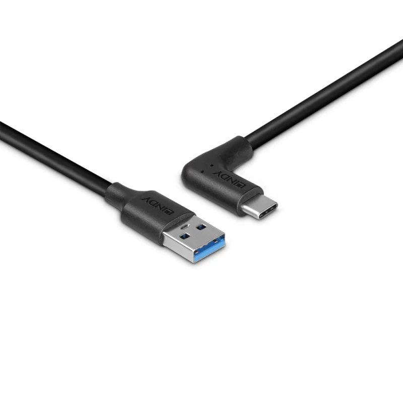Lindy cabo USB 3.2 Type-A para C 1,5 m, angular 90°, 10 Gbit/s