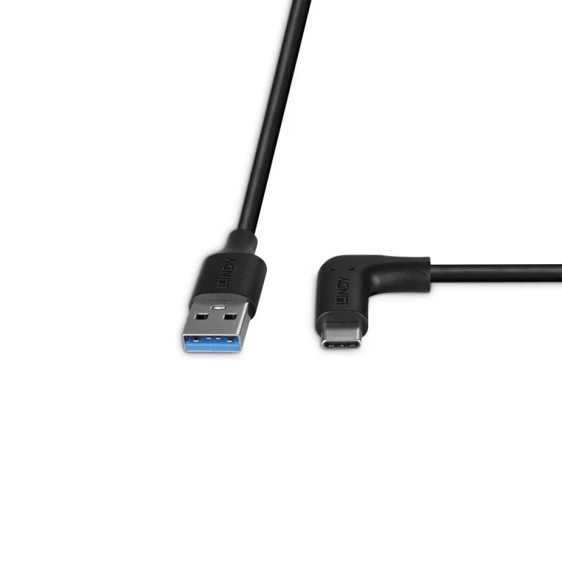 Lindy cabo USB 3.2 Type-A para C 1,5 m, angular 90°, 10 Gbit/s