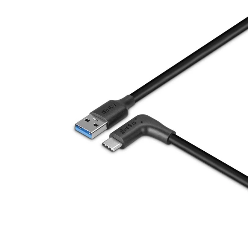 Lindy cabo USB 3.2 Type-A para C 1,5 m, angular 90°, 10 Gbit/s