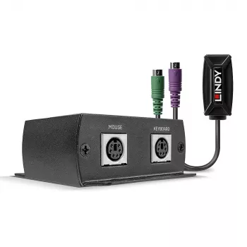 Lindy 100m PS/2 KM Cat.5e/6 extensor, transmissor e recetor, com fios, 100 m, Cat5e, Cat6, preto, CE, FCC, RoHS e REACH, CP65