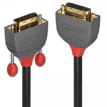 Lindy cabo de extensão DVI-D Dual Link 2 m, Anthra Line, 2 m, DVI-D, DVI-I, macho, fêmea, preto