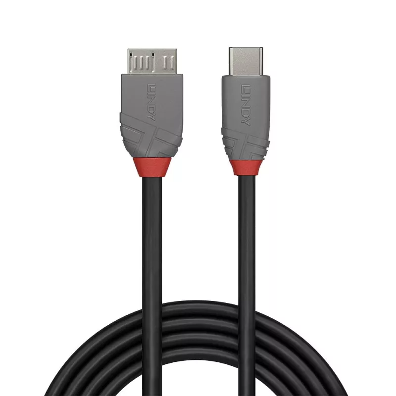 Cabo Lindy USB 3.2 Type-C para Micro-B, Anthra Line, 2 m, USB C, Micro-USB B, USB 3.2 Gen 1 (3.1 Gen 1), preto