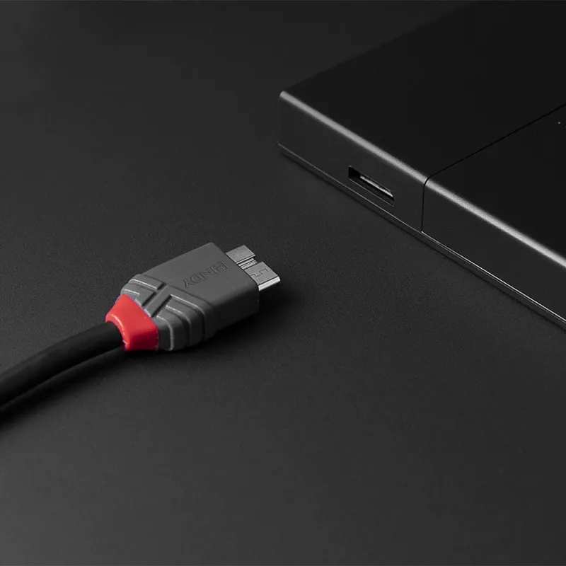 Cabo Lindy USB 3.2 Type-C para Micro-B, Anthra Line, 2 m, USB C, Micro-USB B, USB 3.2 Gen 1 (3.1 Gen 1), preto