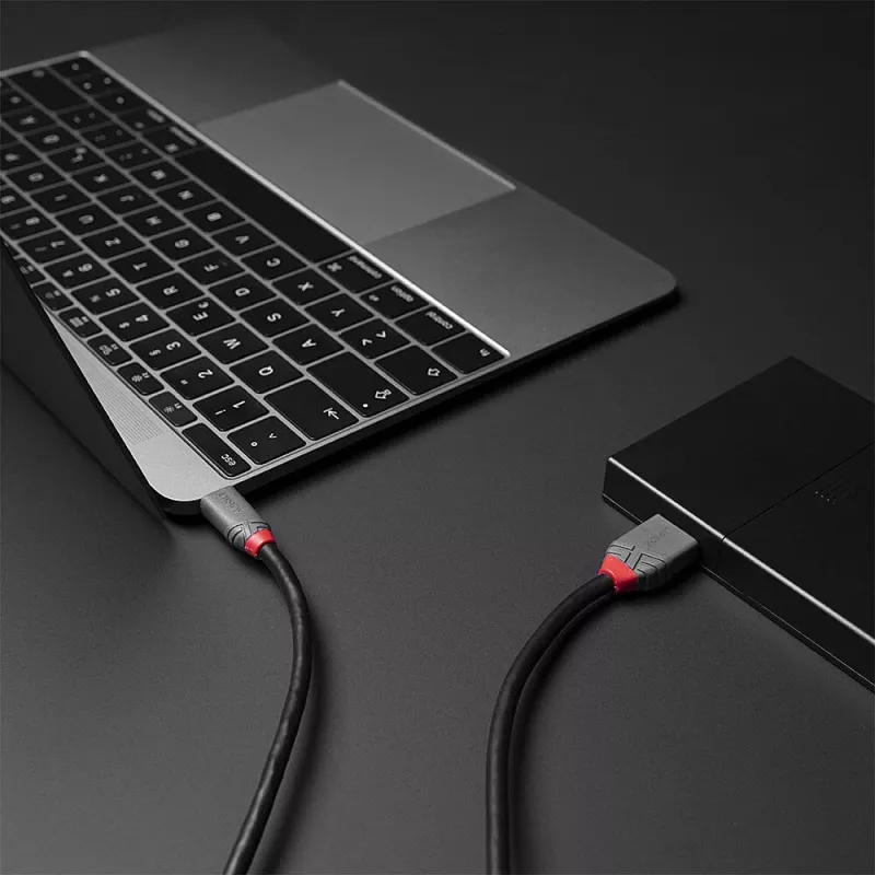 Cabo Lindy USB 3.2 Type-C para Micro-B, Anthra Line, 2 m, USB C, Micro-USB B, USB 3.2 Gen 1 (3.1 Gen 1), preto