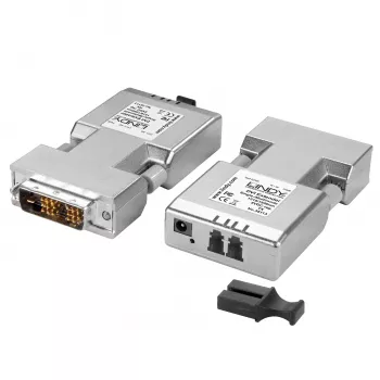 Extensor Lindy DVI-D Single Link em fibra ótica 1500 m, DVI, DVI-D, 1920 x 1200 píxeis, prateado, 1500 m, 40 x 70 x 15 mm