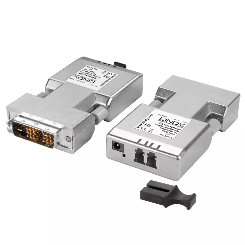 Extensor Lindy DVI-D Single Link em fibra ótica 1500 m, DVI, DVI-D, 1920 x 1200 píxeis, prateado, 1500 m, 40 x 70 x 15 mm