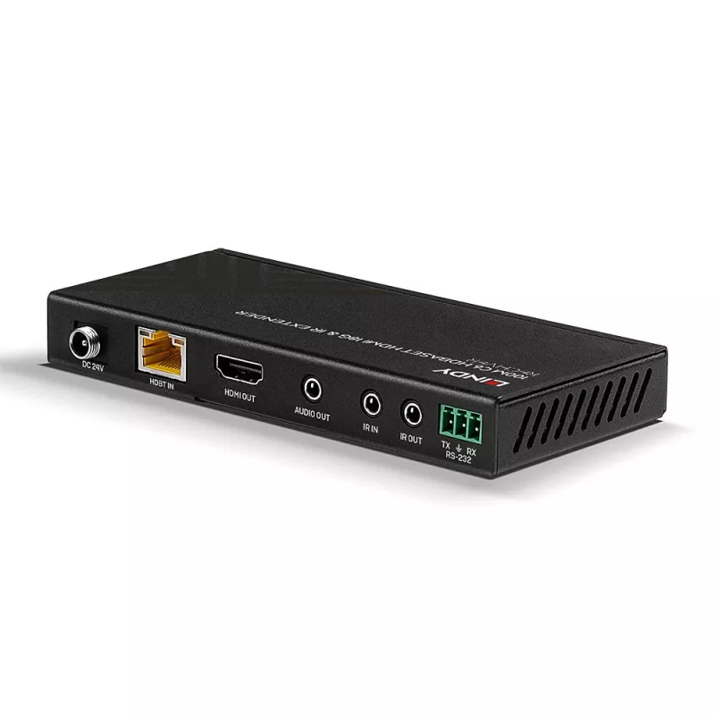 Extensor Lindy Cat.6 HDMI 4K60, IR e RS-232 HDBaseT 100 m, recetor