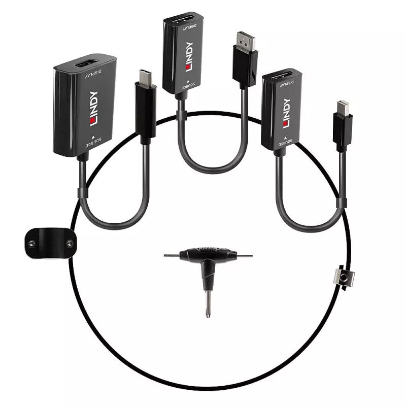 Suporte conversor Lindy USB Type-C, mDP e DisplayPort para HDMI 18G