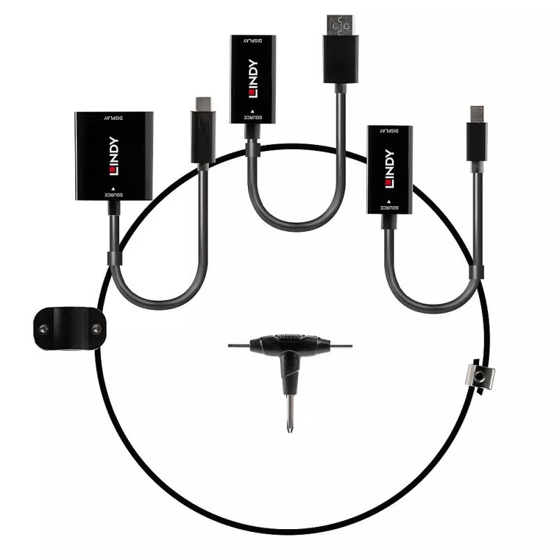 Suporte conversor Lindy USB Type-C, mDP e DisplayPort para HDMI 18G