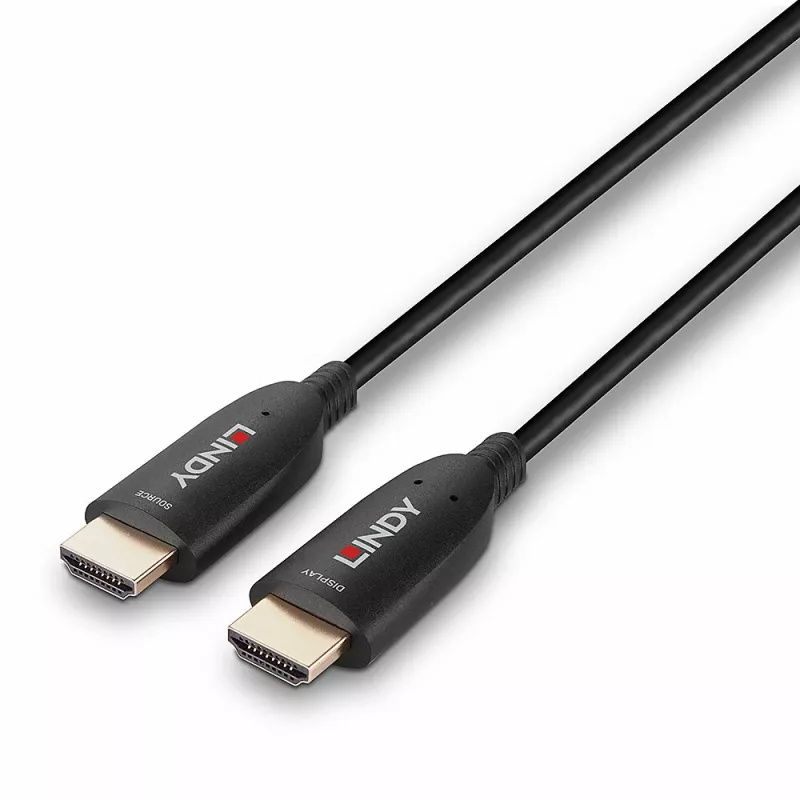 Cabo Lindy HDMI 8K60 híbrido de fibra ótica 70 m, 70 m, HDMI Type-A (Standard), HDMI Type-A (Standard), 48 Gbit/s, preto