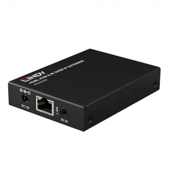 Extensor Lindy HDMI, KVM e IR over IP, recetor, transmissor e recetor, com fios, 150 m, Cat5e, Cat6, preto, metal