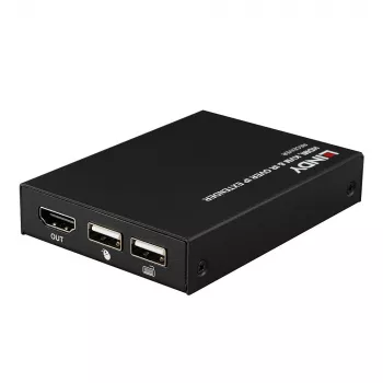 Extensor Lindy HDMI, KVM e IR over IP, recetor, transmissor e recetor, com fios, 150 m, Cat5e, Cat6, preto, metal