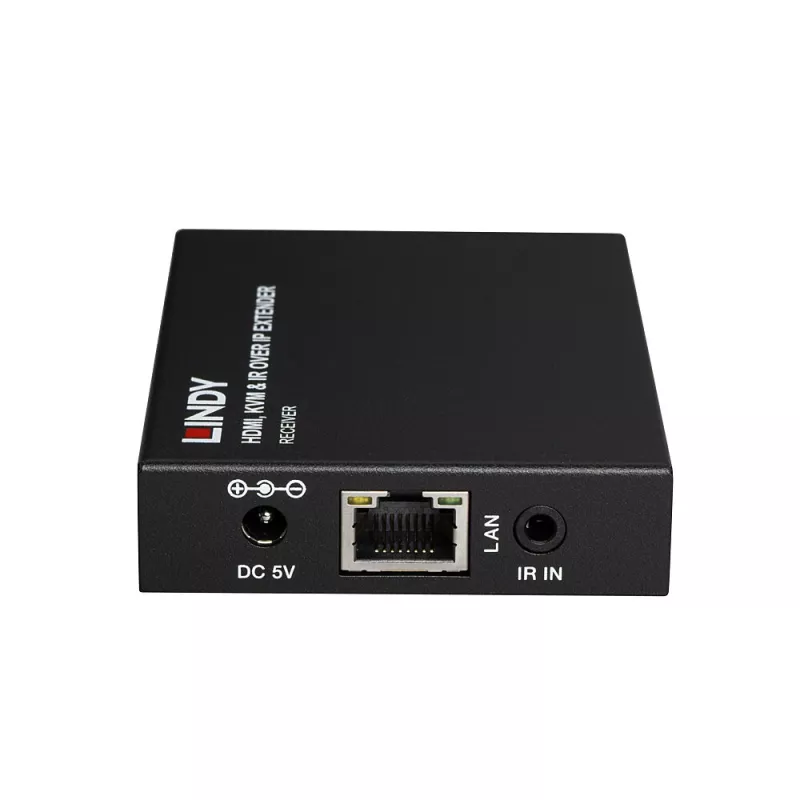 Extensor Lindy HDMI, KVM e IR over IP, recetor, transmissor e recetor, com fios, 150 m, Cat5e, Cat6, preto, metal