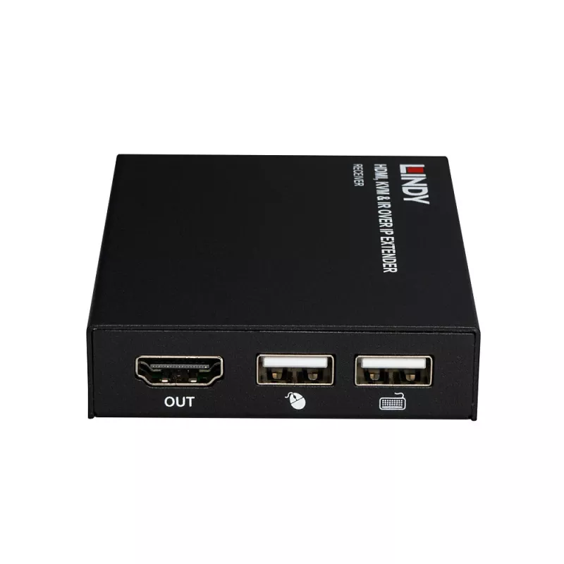 Extensor Lindy HDMI, KVM e IR over IP, recetor, transmissor e recetor, com fios, 150 m, Cat5e, Cat6, preto, metal