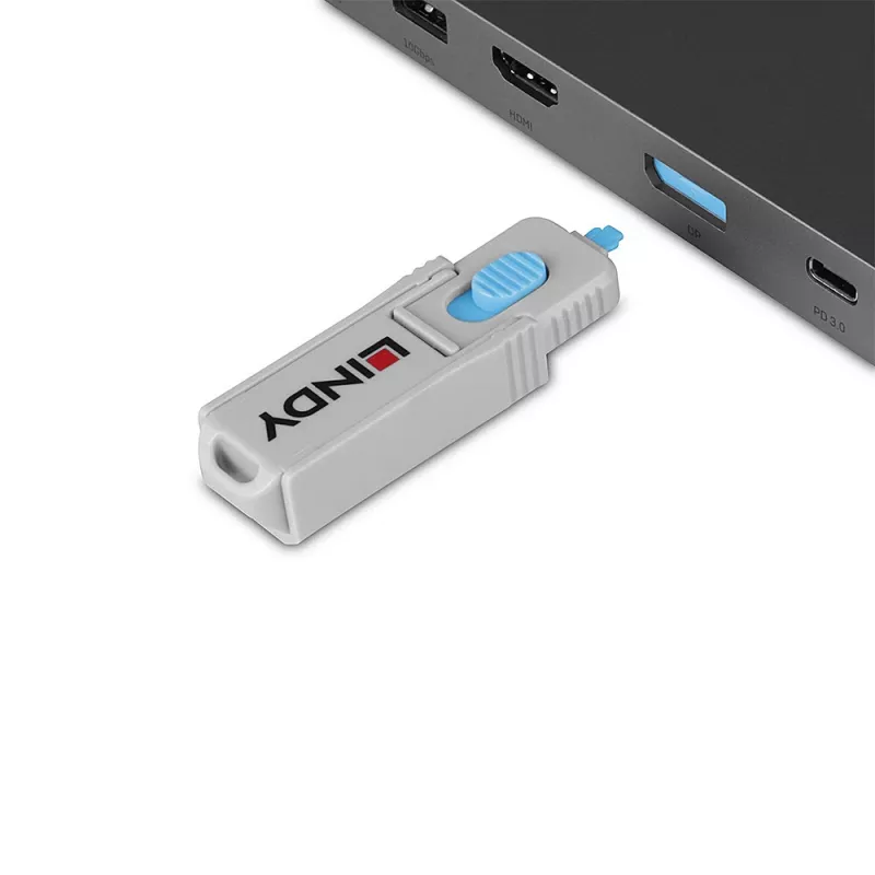 Bloqueador de portas Lindy 40324 bloqueador de portas + chave DisplayPort azul acrilonitrilo-butadieno-estireno (ABS) 5 unid.