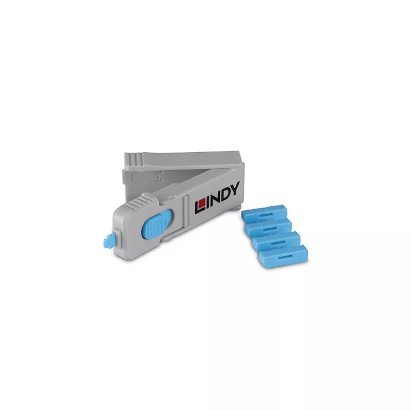 Bloqueador de portas Lindy 40324 bloqueador de portas + chave DisplayPort azul acrilonitrilo-butadieno-estireno (ABS) 5 unid.
