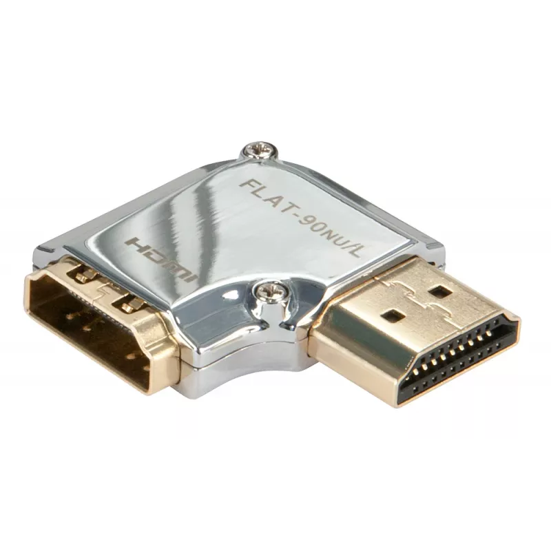 Adaptador angular de 90 graus Lindy CROMO HDMI ficha para HDMI conector fêmea - esquerda
