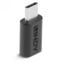 Adaptador Lindy USB 3.2 Type-C para C, USB 3.2 Type-C, USB 3.2 Type-C, preto