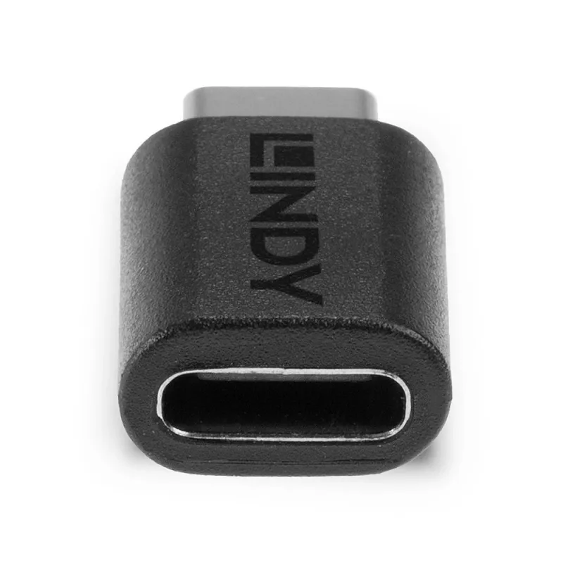 Adaptador Lindy USB 3.2 Type-C para C, USB 3.2 Type-C, USB 3.2 Type-C, preto