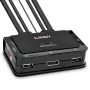 Comutador KVM Lindy 2 portas DisplayPort 1.2, USB 2.0 e áudio com cabos