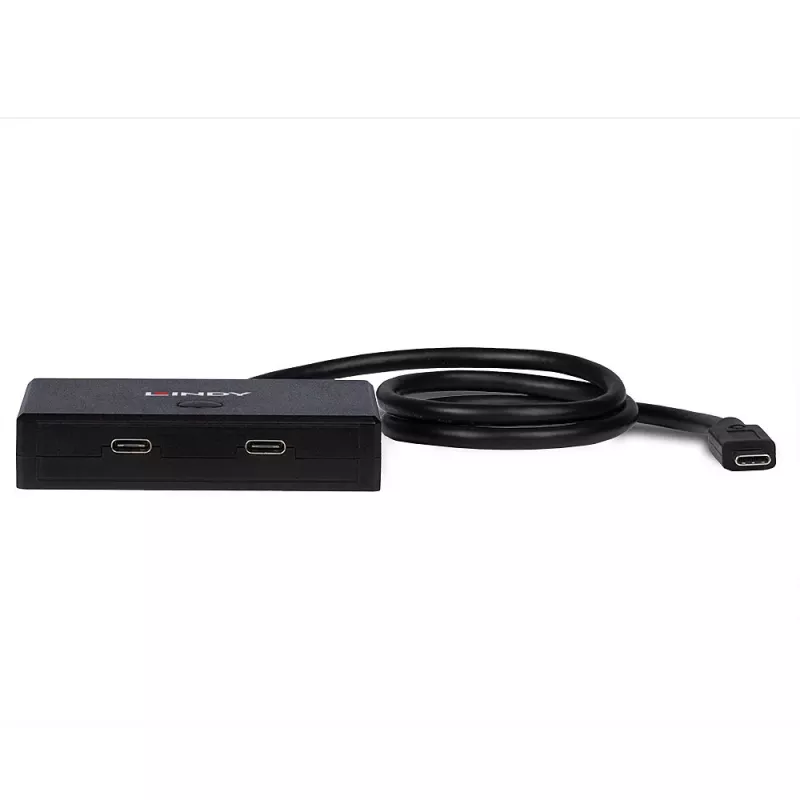 Comutador bidirecional Lindy 2 portas USB 3.2 Gen 2 Type-C, USB 3.2 Gen 1 (3.1 Gen 1) Type-C, USB 3.2 Gen 1 (3.1 Gen 1) Type-C, 5000 Mbit/s, preto, 0,6 m, 85 mm