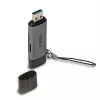 Leitor de cartões SD/MicroSD Lindy USB 3.2 Type-C e A, MiniSD, SD, preto, cinzento, 5000 Mbit/s, USB 3.2 Gen 1 (3.1 Gen 1) Type-A/Type-C, 78,5 mm, 22,5 mm