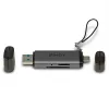 Leitor de cartões SD/MicroSD Lindy USB 3.2 Type-C e A, MiniSD, SD, preto, cinzento, 5000 Mbit/s, USB 3.2 Gen 1 (3.1 Gen 1) Type-A/Type-C, 78,5 mm, 22,5 mm