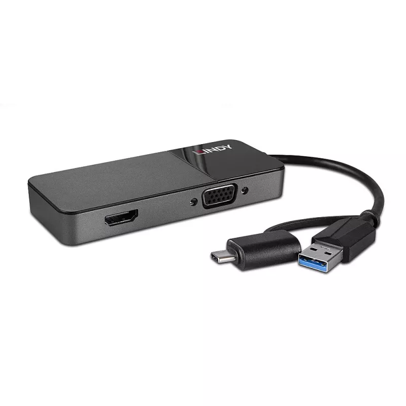 Docking station para portátil/replicador de portas USB Lindy 43354 USB 3.2 Gen 1 (3.1 Gen 1) Type-A + Type-C preto