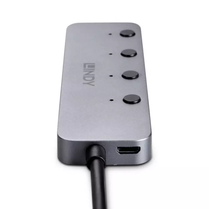 Hub Lindy 4 portas USB 3.2 Type-C com interruptores on/off