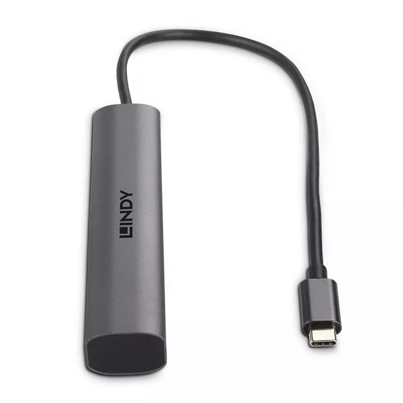 Hub de interfaces Lindy 43385 USB Type-C 10000 Mbit/s cinzento