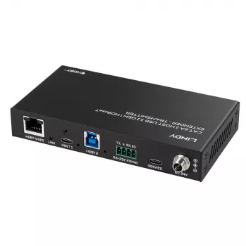 Extensor Lindy 100m Cat.6A 2 host USB 3.2 Gen 1 HDBaseT, transmissor e recetor de rede, 100 m, 480 Mbit/s, Cat6a, VS6320, bronze fosforoso