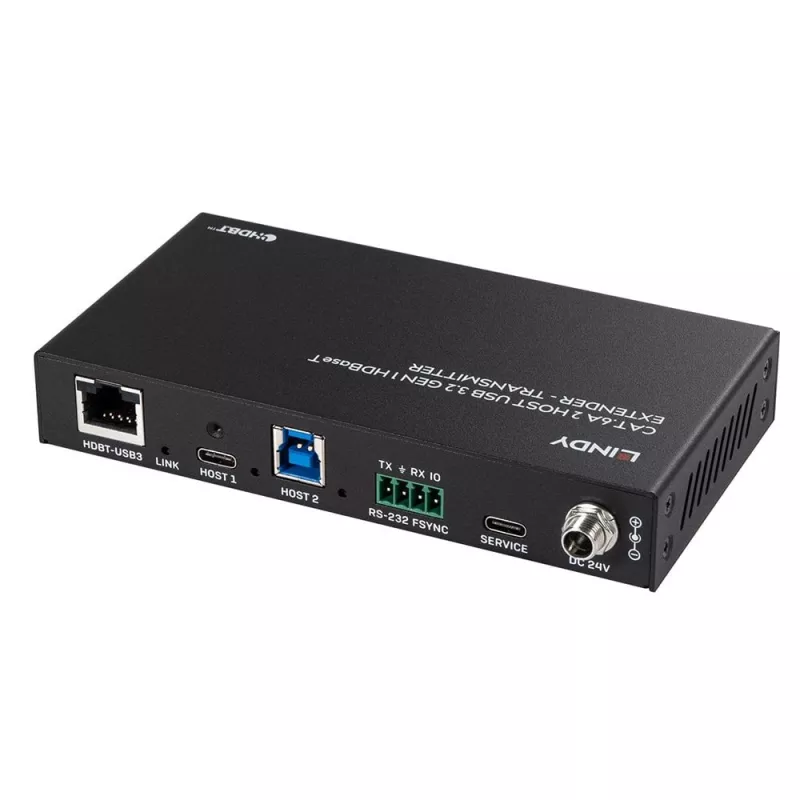 Extensor Lindy 100m Cat.6A 2 host USB 3.2 Gen 1 HDBaseT, transmissor e recetor de rede, 100 m, 480 Mbit/s, Cat6a, VS6320, bronze fosforoso