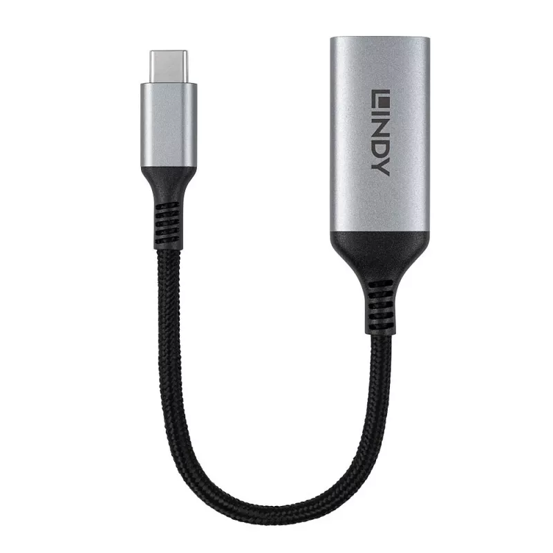 Adaptador de cabo de vídeo Lindy 43428 0,15 m USB Type-C HDMI cinzento