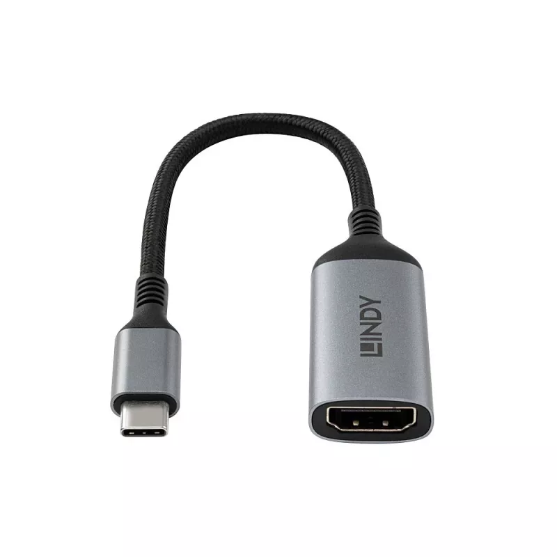 Adaptador de cabo de vídeo Lindy 43428 0,15 m USB Type-C HDMI cinzento