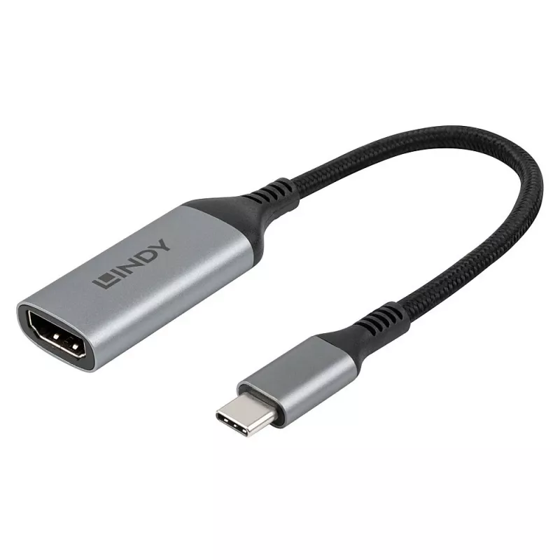 Adaptador de cabo de vídeo Lindy 43428 0,15 m USB Type-C HDMI cinzento