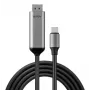 Adaptador de cabo de vídeo Lindy 43504 2 m USB Type-C DisplayPort cinzento