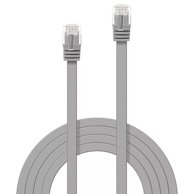 Cabo de rede plano Lindy 5m Cat.6 U/UTP, cinzento, 5 m, Cat6, RJ-45, RJ-45, cinzento