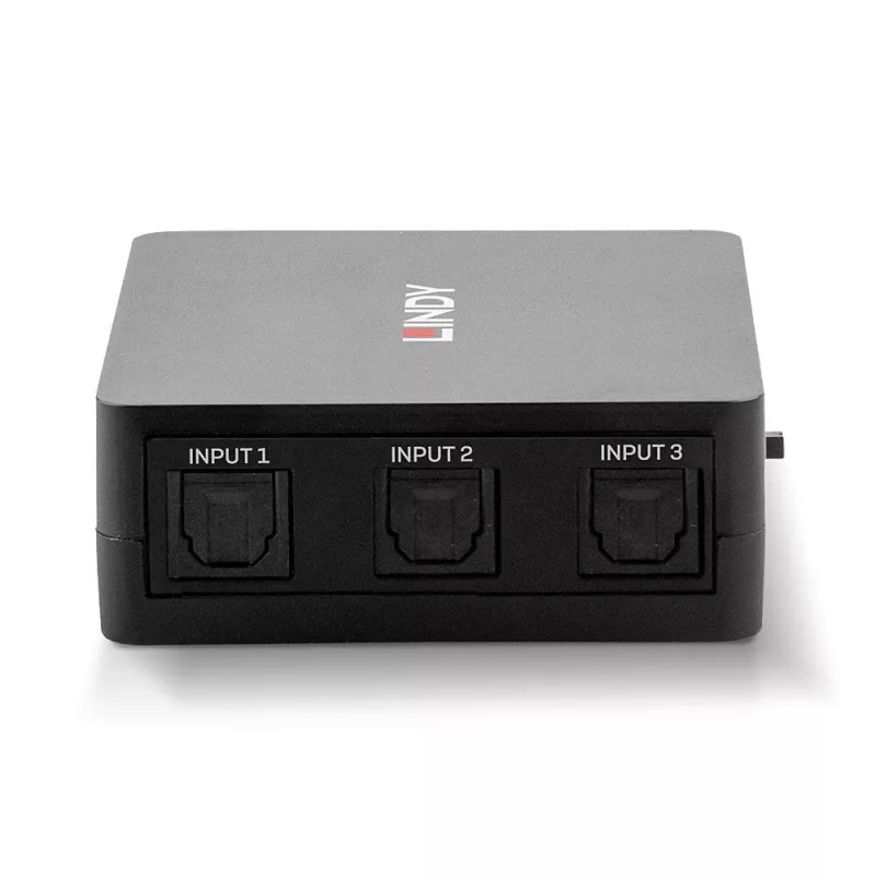 Lindy comutador de áudio digital TosLink (ótico) de 3 portas, preto, plástico, 54 mm, 60 mm, 20 mm, 37 g