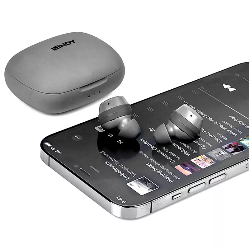 Lindy LE400W Headset sem fios in-ear música/dia a dia USB Type-C Bluetooth cinzento